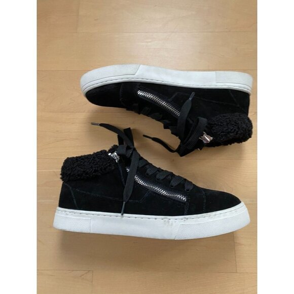 STEVE Madden Womens Size 6.5 "Kameo" Black Suede Sneakers Faux Fur - Picture 3 of 7